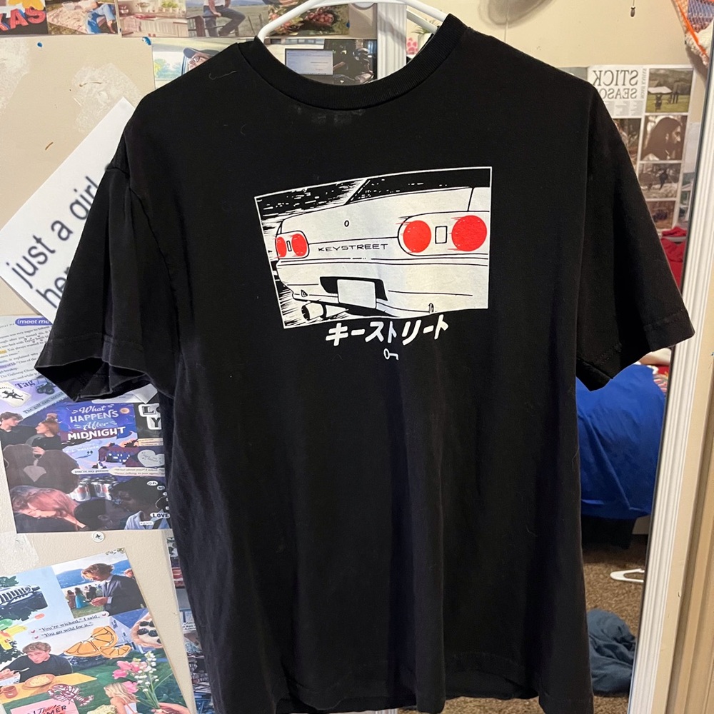 Black Graphic T-Shirt with Car Design